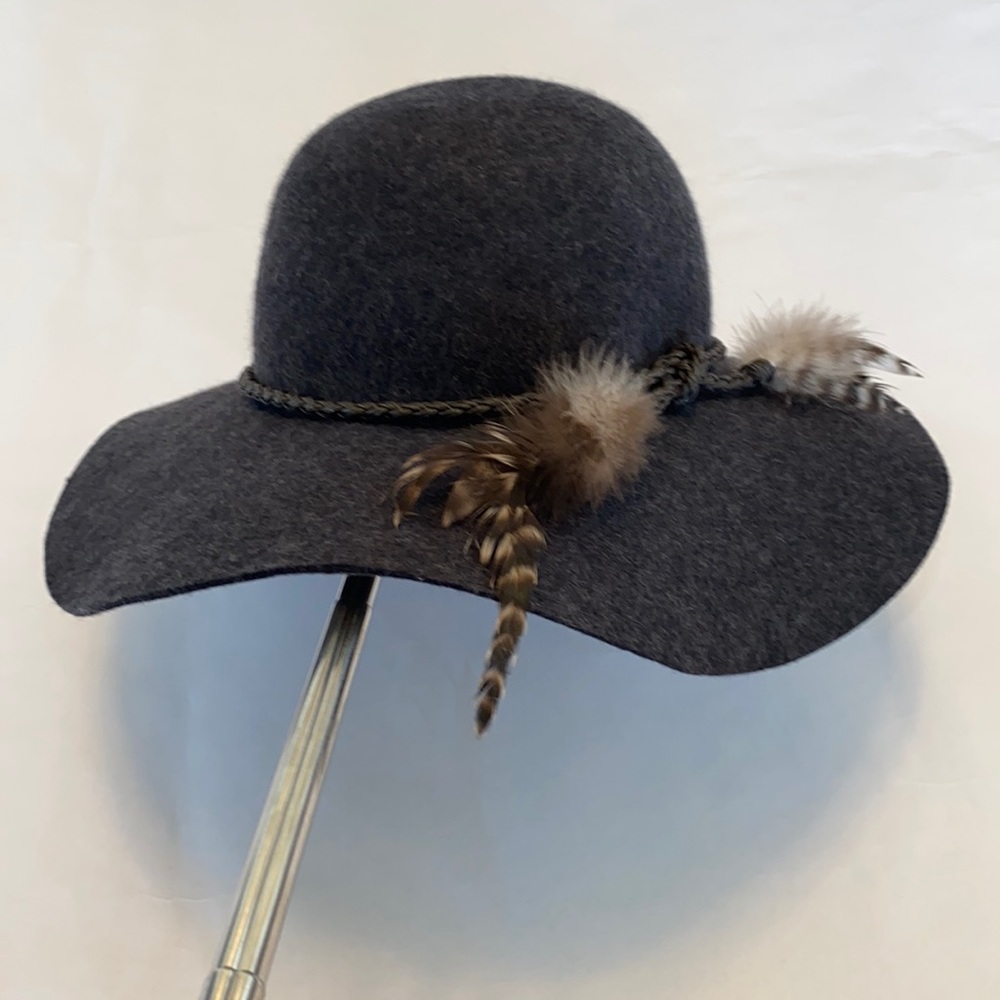 Indigo Feathered wool floppy hat